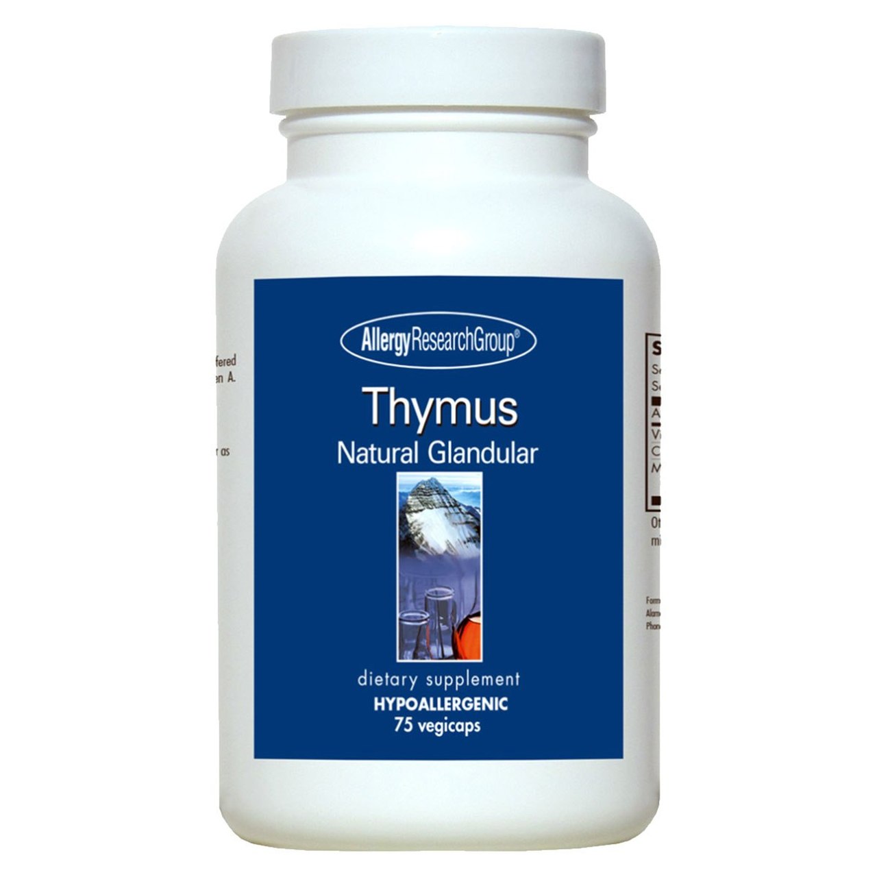 Allergy Research Group, Thymus Natural Glandular, 75 Vegicaps UPC 713947716100 | HiLife Vitamins
