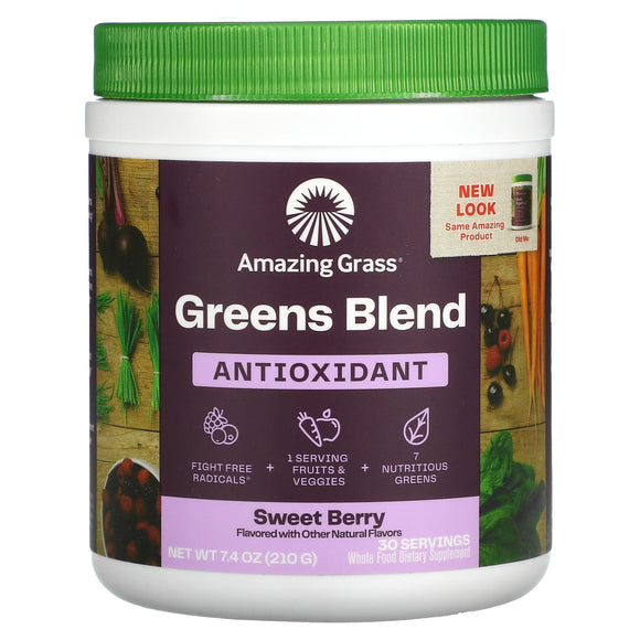 Amazing Grass, Green Superfood Antioxidant, Sweet Berry, 7.4 Oz - 829835000791 | Hilife Vitamins