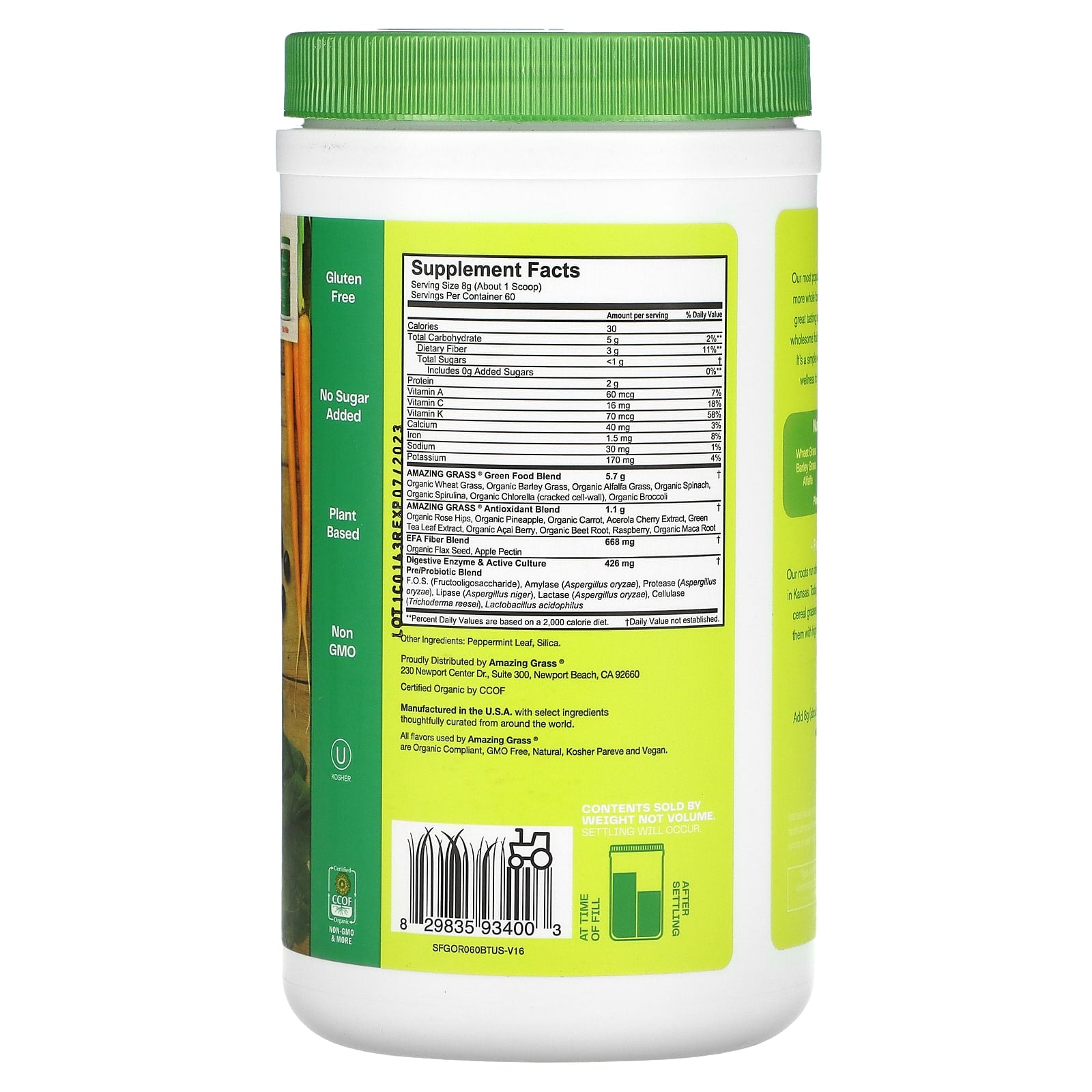 Amazing Grass, Greens Blend Superfood, The Original, 1.06 lb UPC 829835934003 | HiLife Vitamins