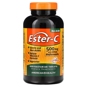 American Health, Ester-C w/Citrus Bioflavonoids 500mg, 450 Tab Vegi Tablets - 076630169561 | Hilife Vitamins