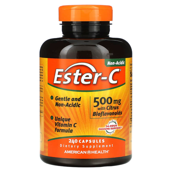American Health, Ester-C w/Citrus Bioflavonoids 500mg, 240 Capsules - 076630169622 | Hilife Vitamins