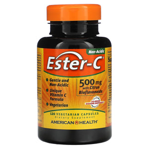 American Health, Ester-C w/Citrus Bioflavonoids 500mg, 120 Vegetarian Capsules - 076630169660 | Hilife Vitamins
