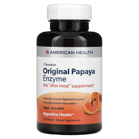 American Health, Papaya Enzyme Original Chewable, 250 Tablets - 076630501040 | Hilife Vitamins