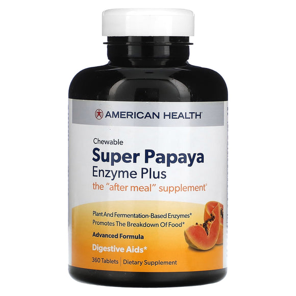 American Health, Chewable Super Papaya Enzyme Plus, 360 Tablets - 076630502054 | Hilife Vitamins