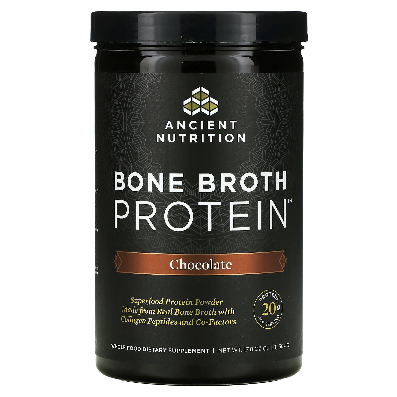 Ancient Nutrition, Bone Broth Protein Chocolate, 17.8 Oz UPC 816401020024 | HiLife Vitamins
