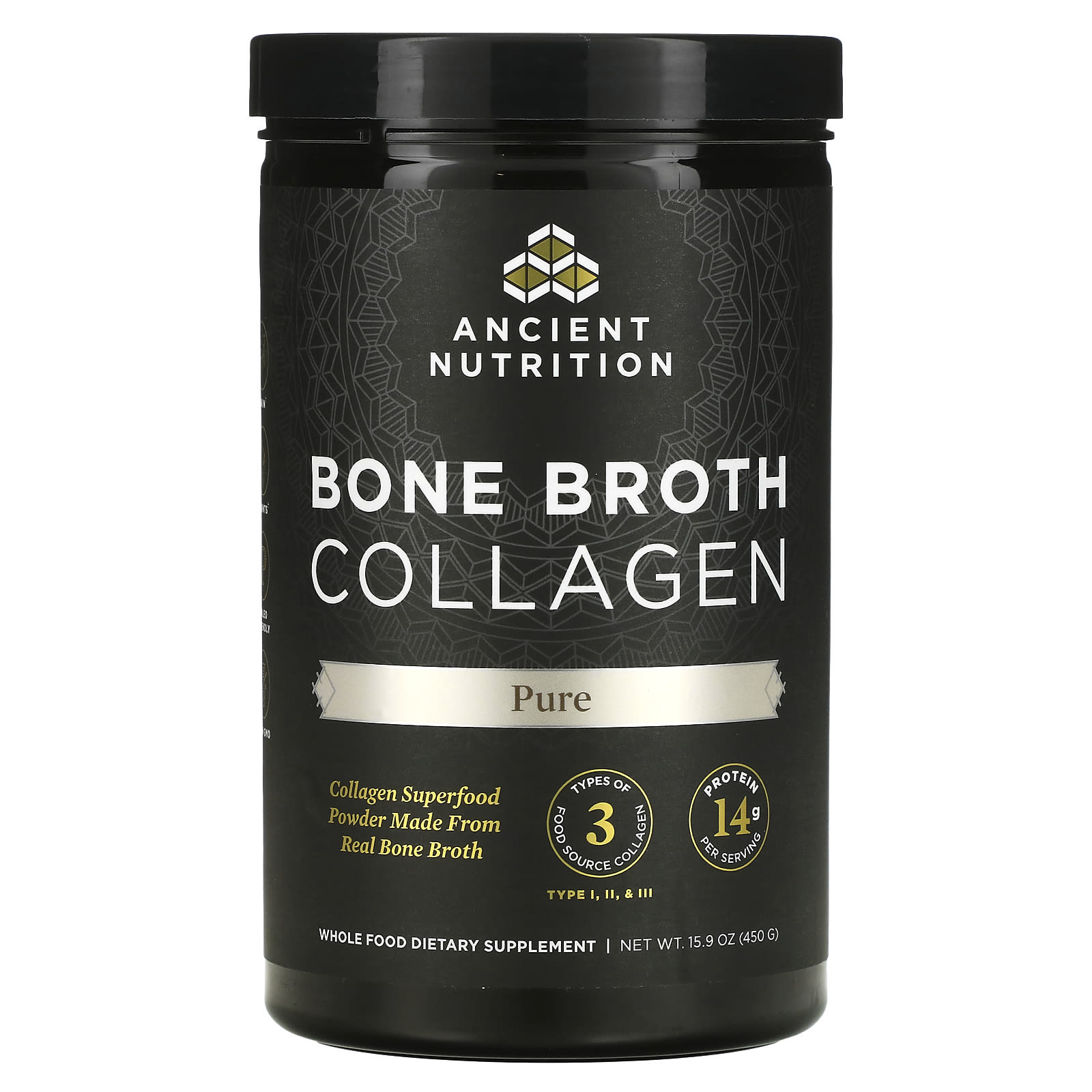 Ancient Nutrition, Bone Broth Collagen Pure, 15.9 Oz UPC 816401020048 | HiLife Vitamins