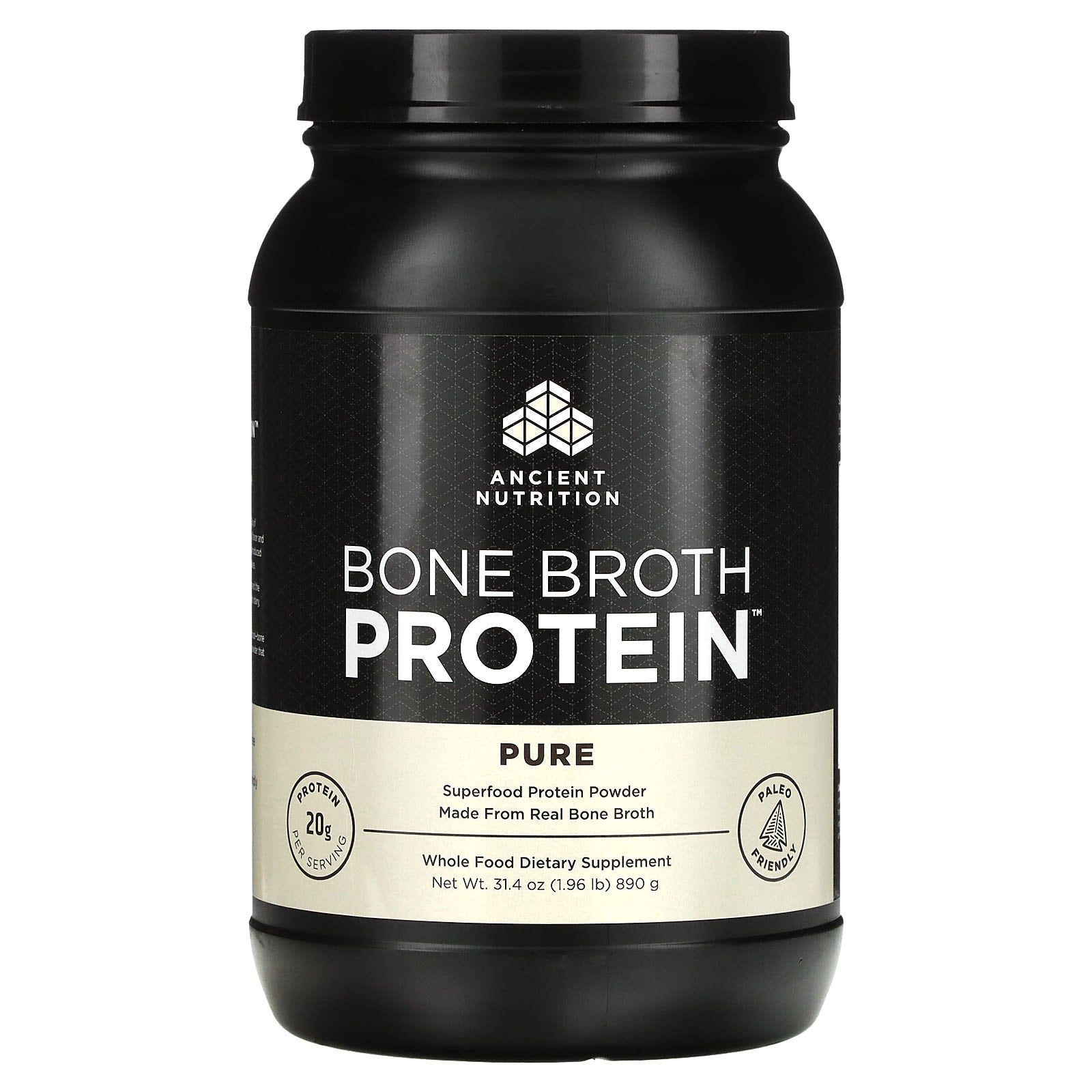 Ancient Nutrition, Bone Broth Protein Pure, 1.96 Lbs UPC 816401020239 | HiLife Vitamins