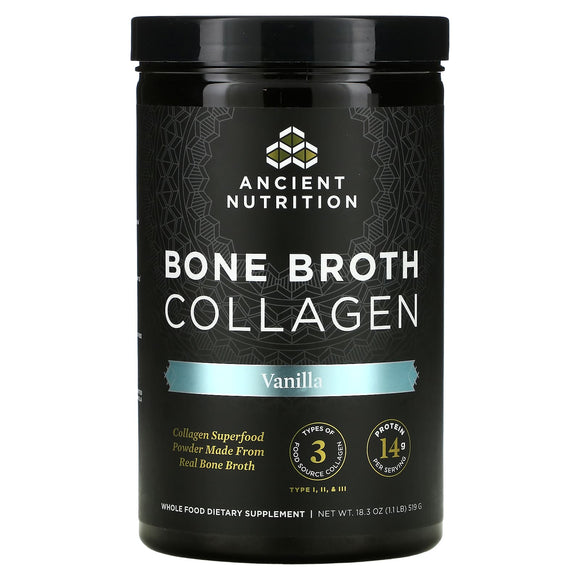 Ancient Nutrition, Bone Broth Collagen Vanilla, 18.2 Oz - 816401020390 | Hilife Vitamins