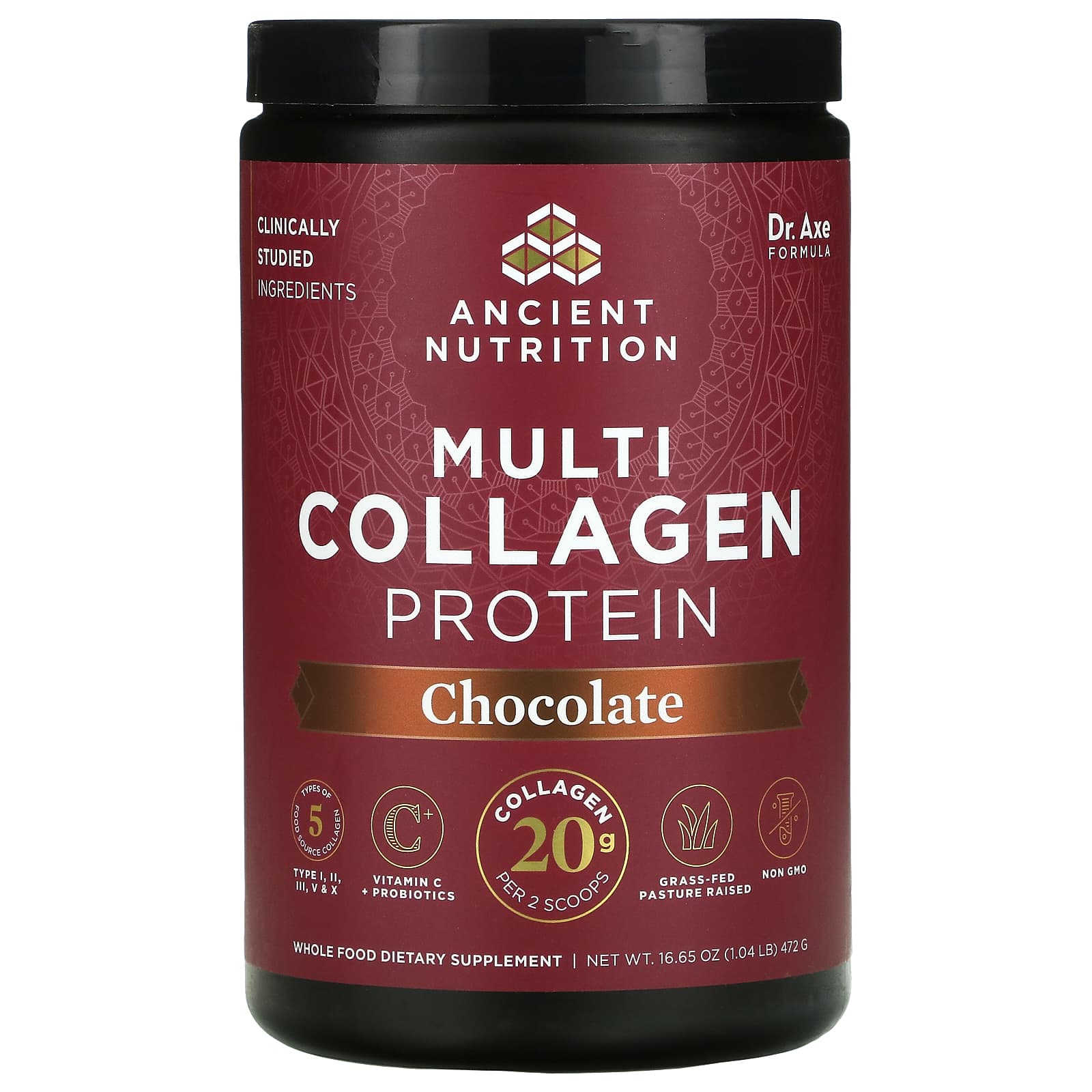 Ancient Nutrition, Multi Collagen Protein Chocolate, 18.5 Oz UPC 816401022196 | HiLife Vitamins