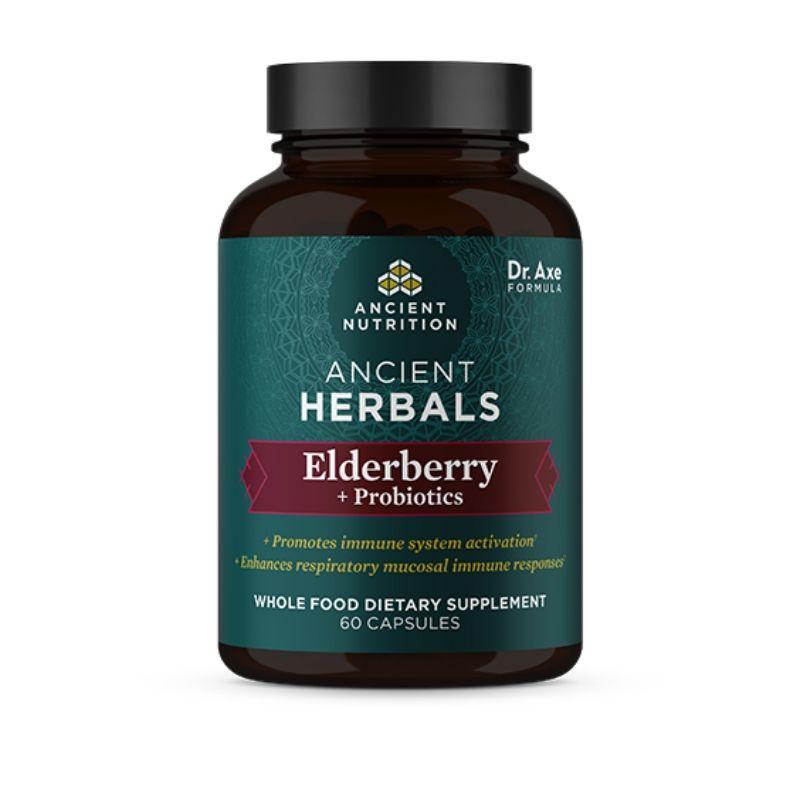 Ancient Nutrition, Elderberry + Probiotics, 60 Capsules UPC 816401025234 | HiLife Vitamins