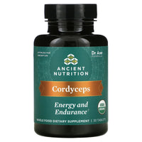 Ancient Nutrition, Cordyceps, Energy and Endurance, 30 Tablets UPC 816401025494 | HiLife Vitamins