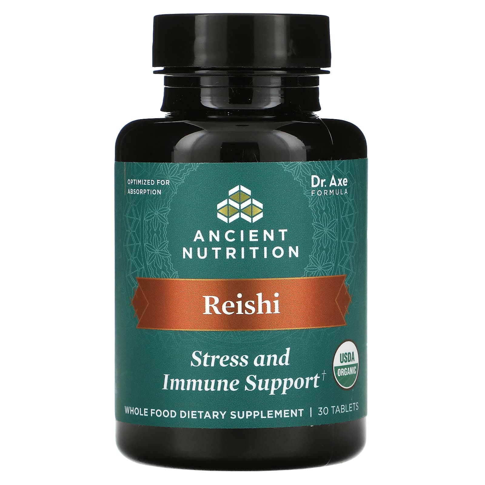 Ancient Nutrition, Reishi, Stress and Immune Support, 30 Tablets UPC 816401025500 | HiLife Vitamins