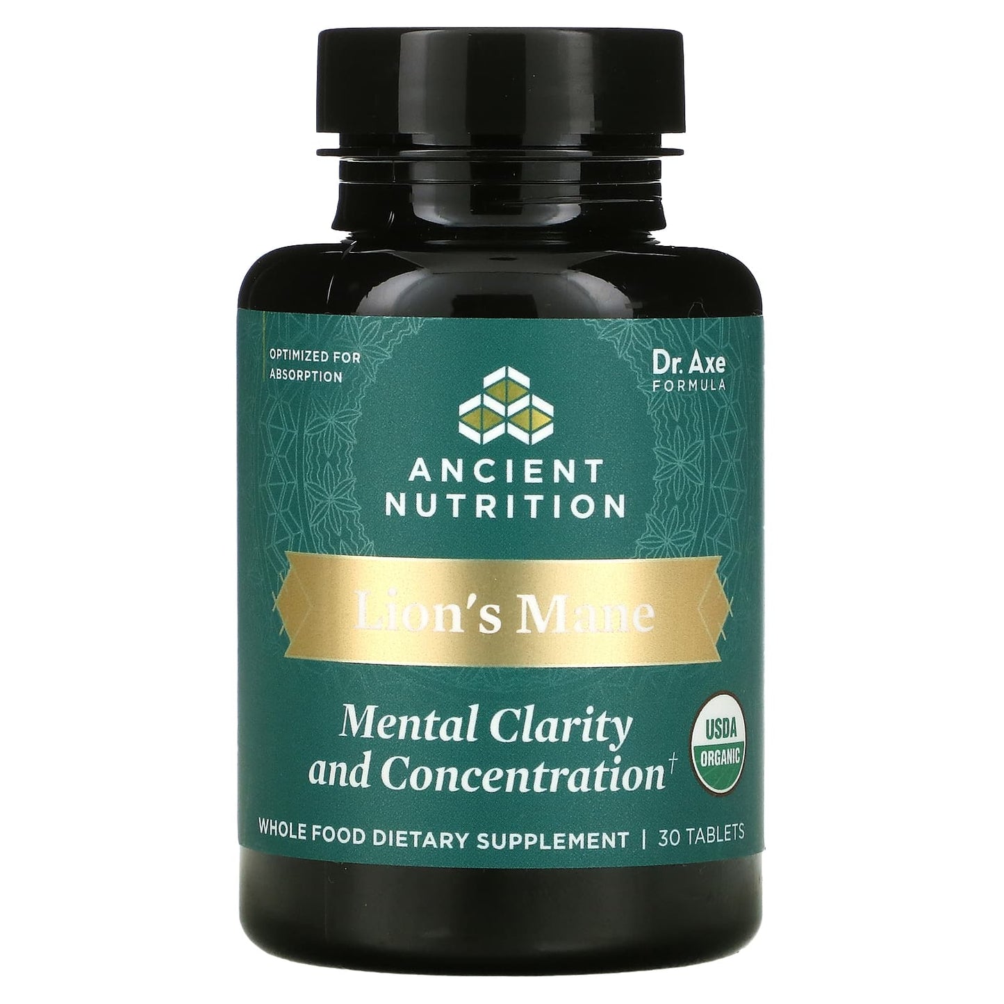 Ancient Nutrition, Lion's Mane, Mental Clarity And Concentration, 30 Tablets UPC 816401025524 | HiLife Vitamins