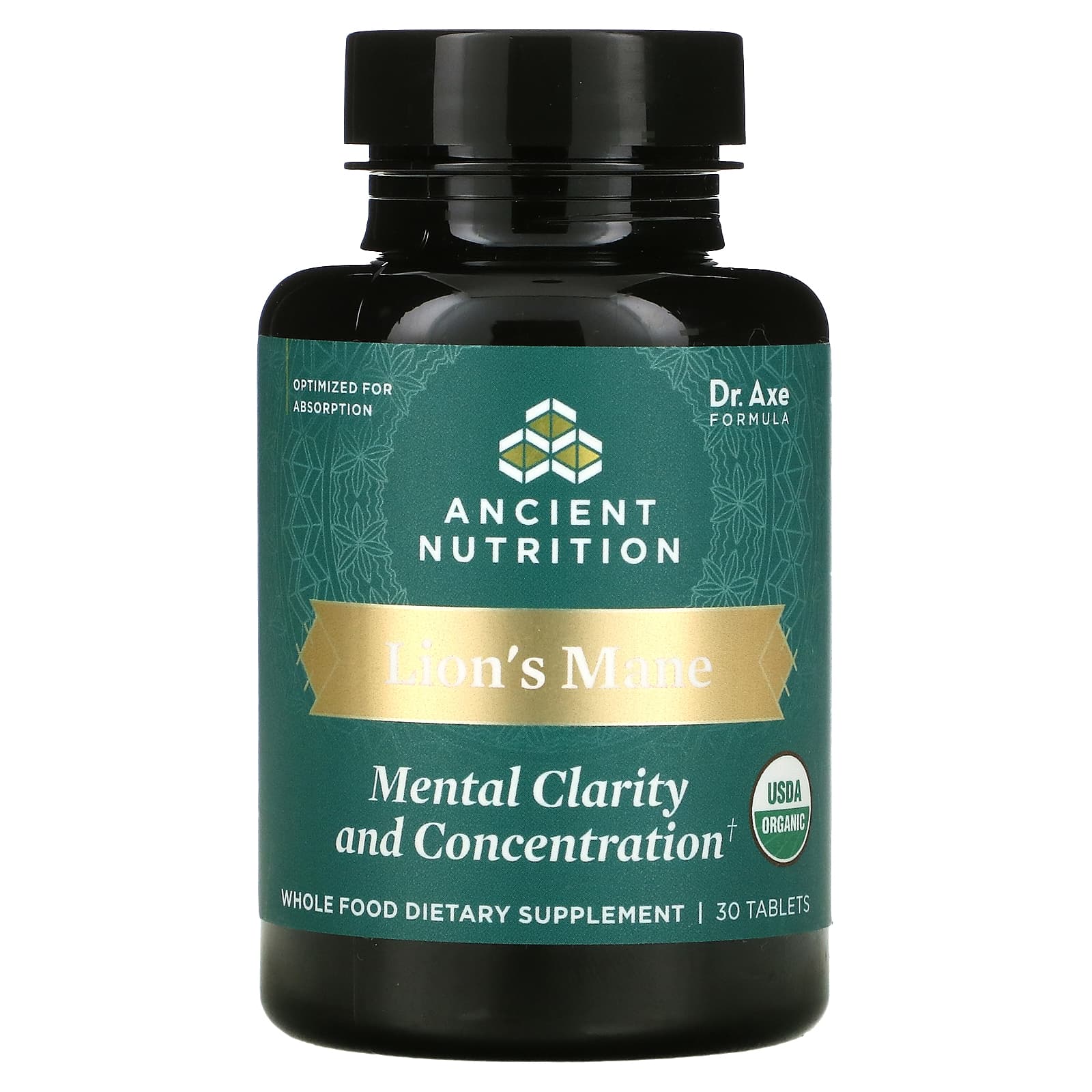 Ancient Nutrition, Lion's Mane, Mental Clarity And Concentration, 30 Tablets UPC 816401025524 | HiLife Vitamins