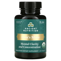 Ancient Nutrition, Lion's Mane, Mental Clarity And Concentration, 30 Tablets UPC 816401025524 | HiLife Vitamins