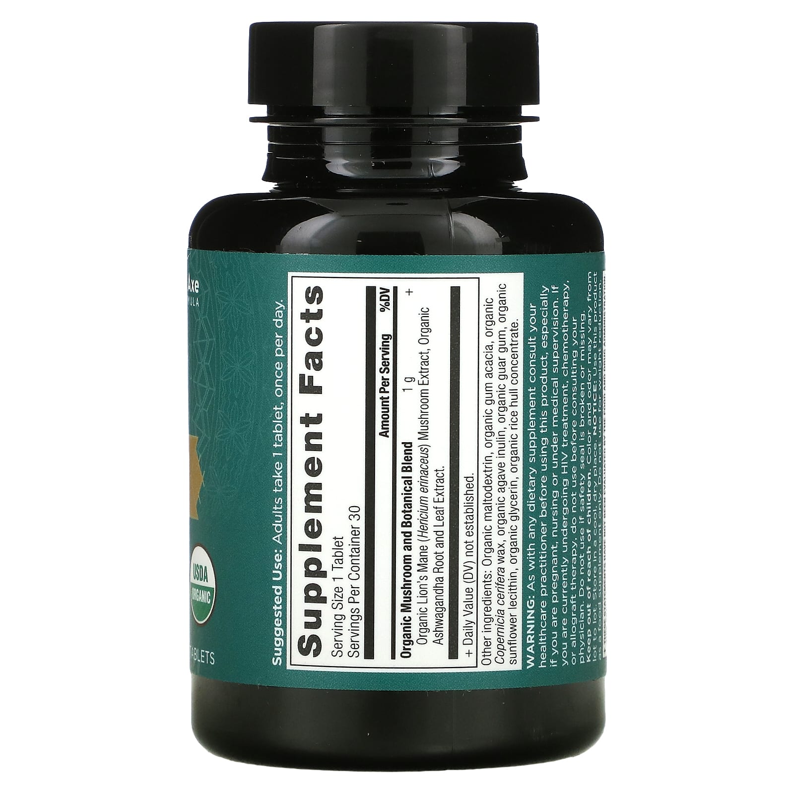 Ancient Nutrition, Lion's Mane, Mental Clarity And Concentration, 30 Tablets UPC 816401025524 | HiLife Vitamins