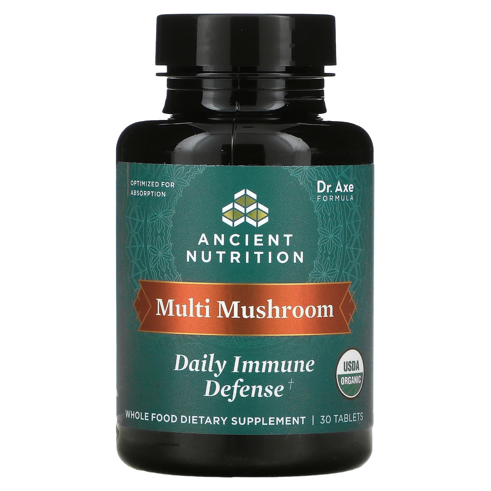 Ancient Nutrition, Multi Mushroom, Daily Immune Defense, 30 Tablets UPC 816401025548 | HiLife Vitamins
