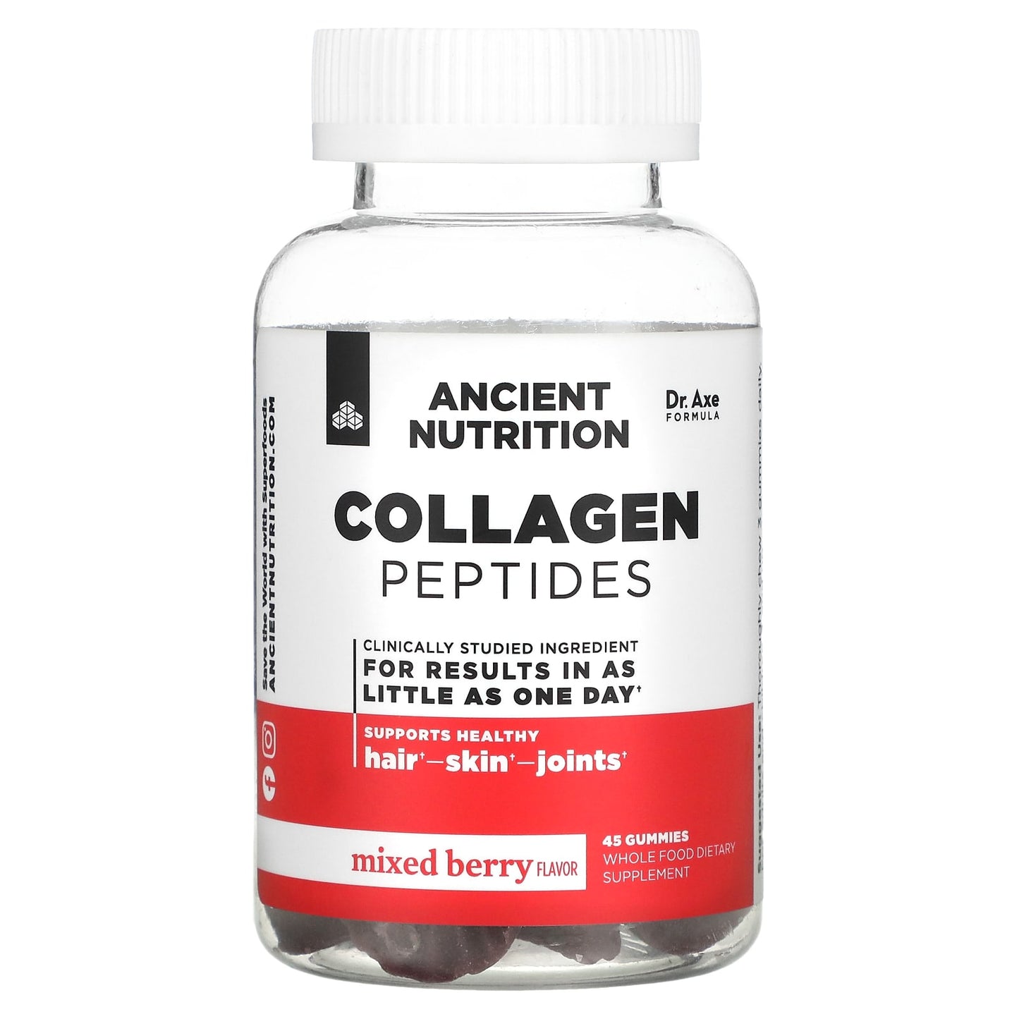 Ancient Nutrition, Collagen Peptides Gummies, Mixed Berry, 45 Gummies UPC 816401026224 | HiLife Vitamins