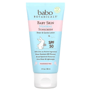 Babo Botanicals, babv skin mineral sunscreen Lotion spf 50, 3 Oz - 899248010717 | Hilife Vitamins