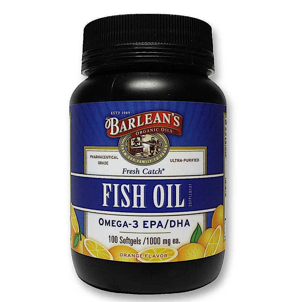 Barlean's, Fresh Catch, Fish Oil Supplement, Omega-3 EPA/DHA, Orange, 100 Softgels UPC 705875610070 | HiLife Vitamins