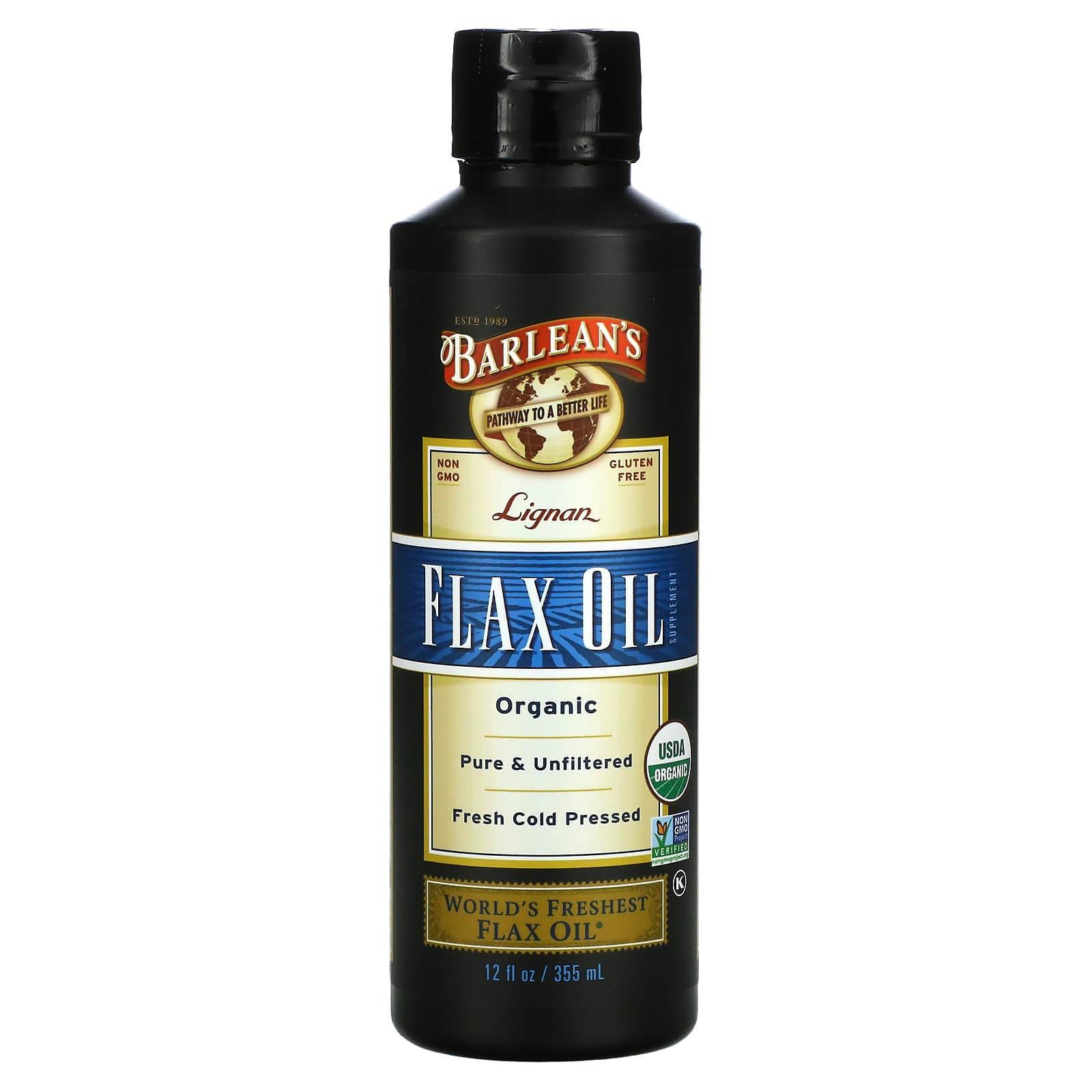 Barlean's, Lignan Flax Oil Organic, 12 Oz oil UPC 705875000055 | HiLife Vitamins