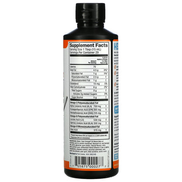 Barlean's, Orange Crème Total Omega, 16 Oz Liquid UPC 705875000277 | HiLife Vitamins
