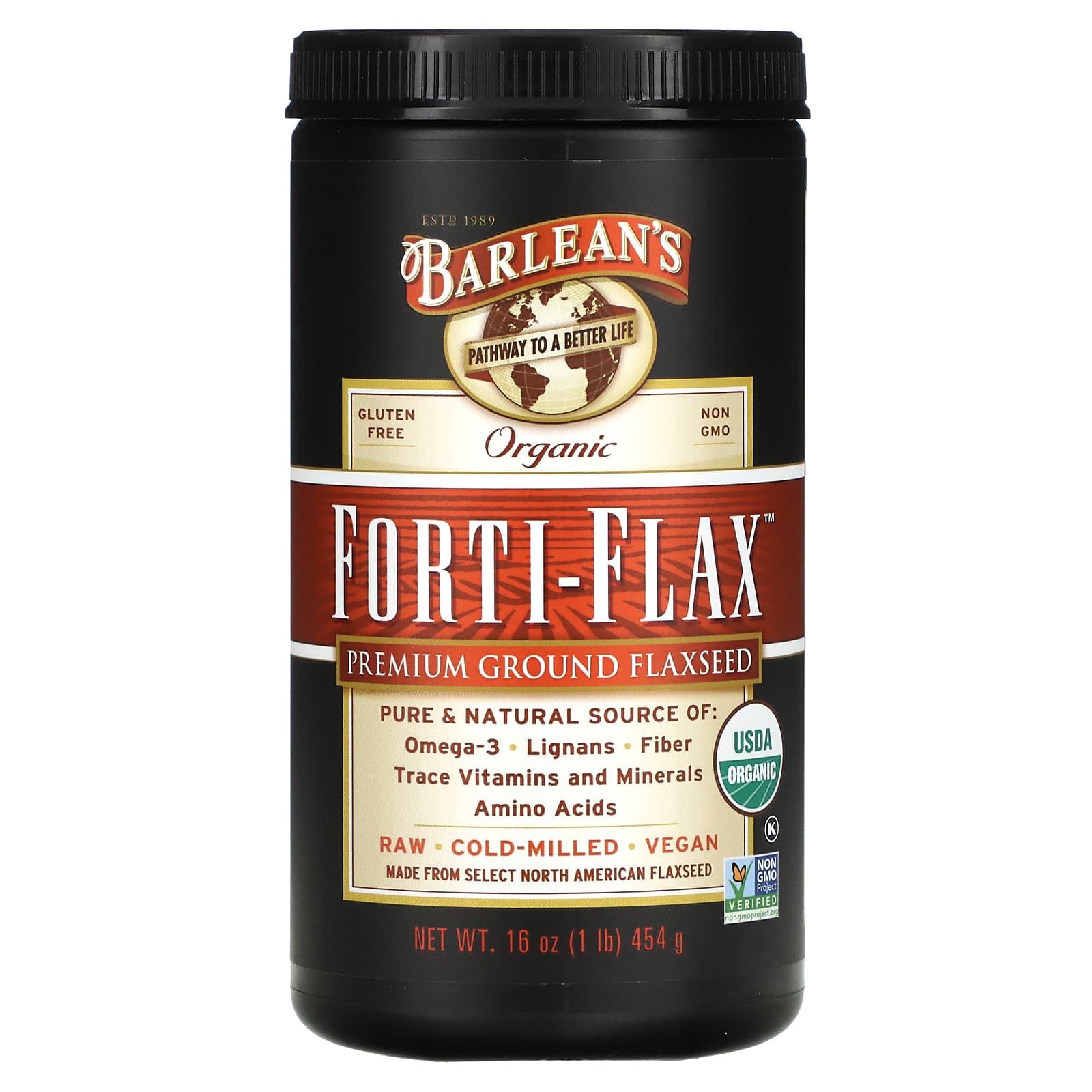 Barlean's, Organic Forti-Flax™, Premium Ground Flaxseed, 16 oz (454 g) UPC 705875100168 | HiLife Vitamins