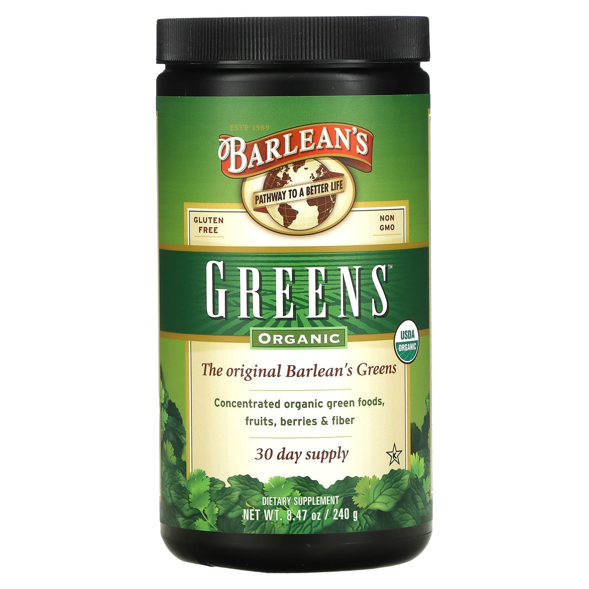 Barlean Barlean’s, Organic Greens, 8.47 Oz - 705875300025 | HiLife Vitamins