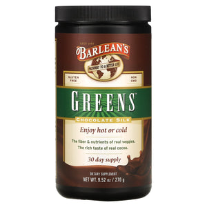 Barlean’s, Chocolate Silk Greens, 9.52 Oz - 705875300094 | Hilife Vitamins