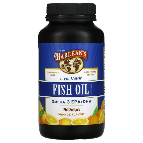 Barlean’s, resh Catch, Fish Oil Supplement, Omega-3 EPA/DHA, Orange, 250 Softgels - 705875610087 | Hilife Vitamins