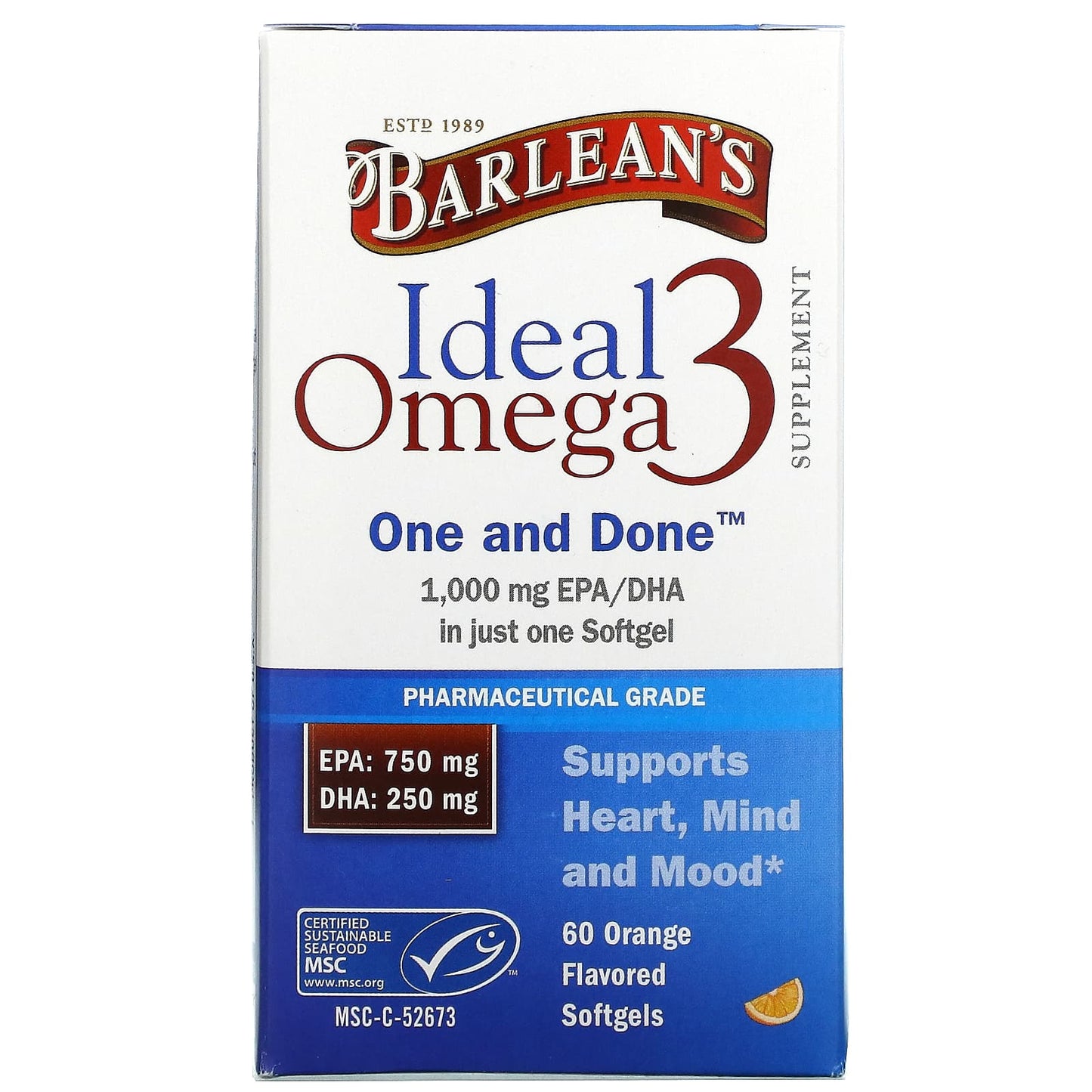 Barlean's, Ideal Omega3, 60ct Softgels UPC 705875610193 | HiLife Vitamins