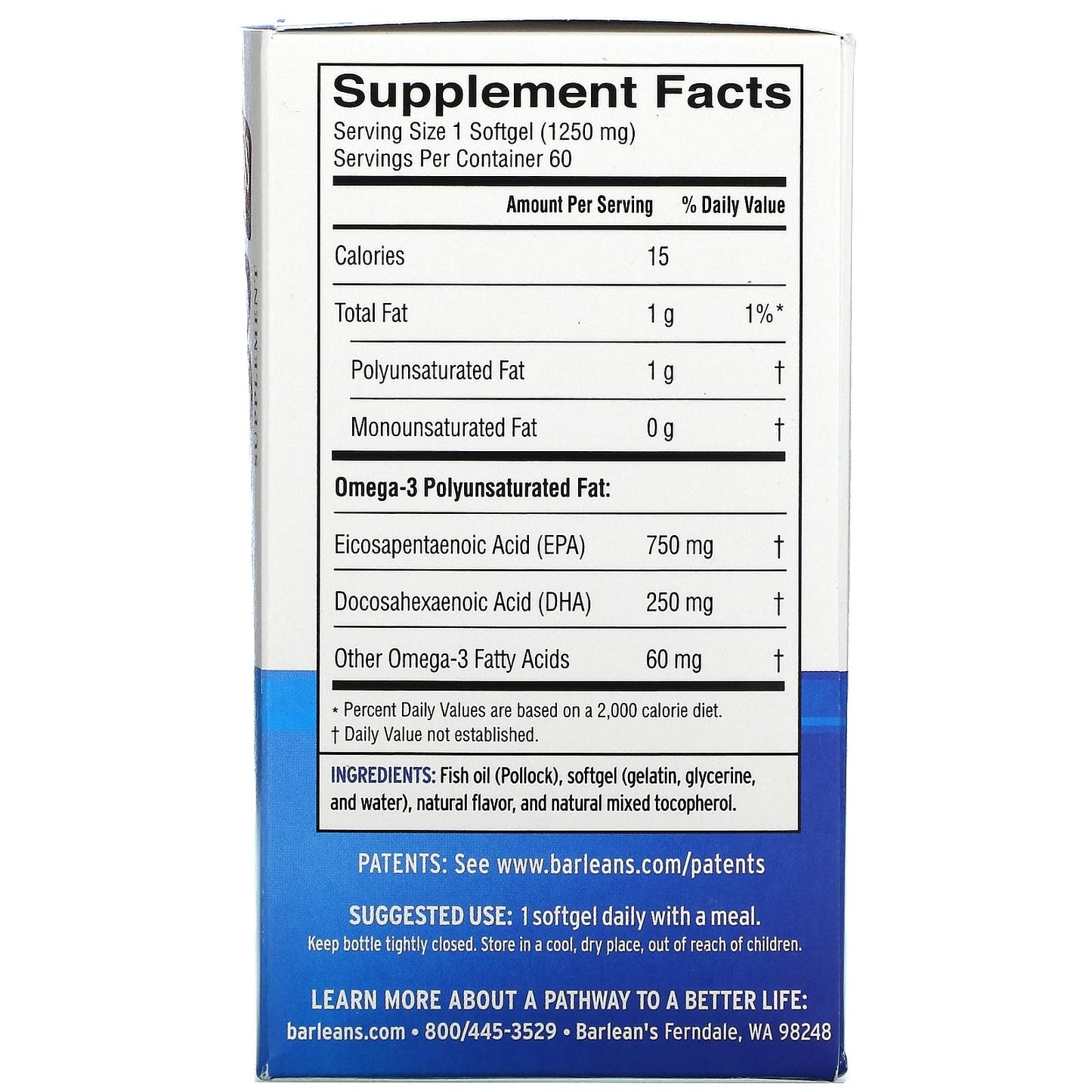 Barlean's, Ideal Omega3, 60ct Softgels UPC 705875610193 | HiLife Vitamins