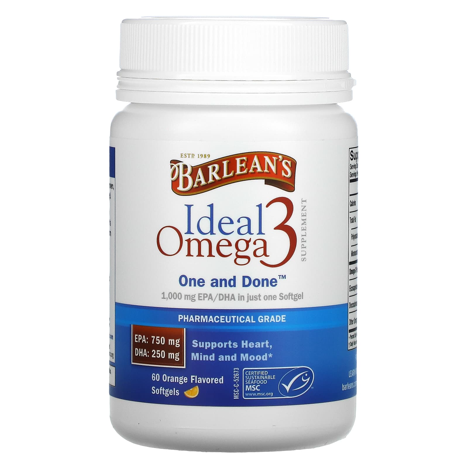 Barlean's, Ideal Omega3, 60ct Softgels UPC 705875610193 | HiLife Vitamins