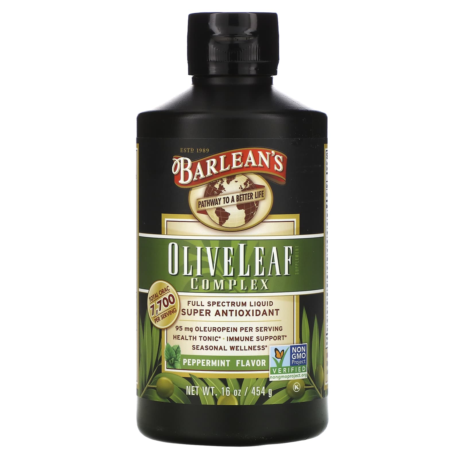 Barlean's, Olive Leaf Complex Peppermint, 16 Oz Liquid UPC 705875700016 | HiLife Vitamins