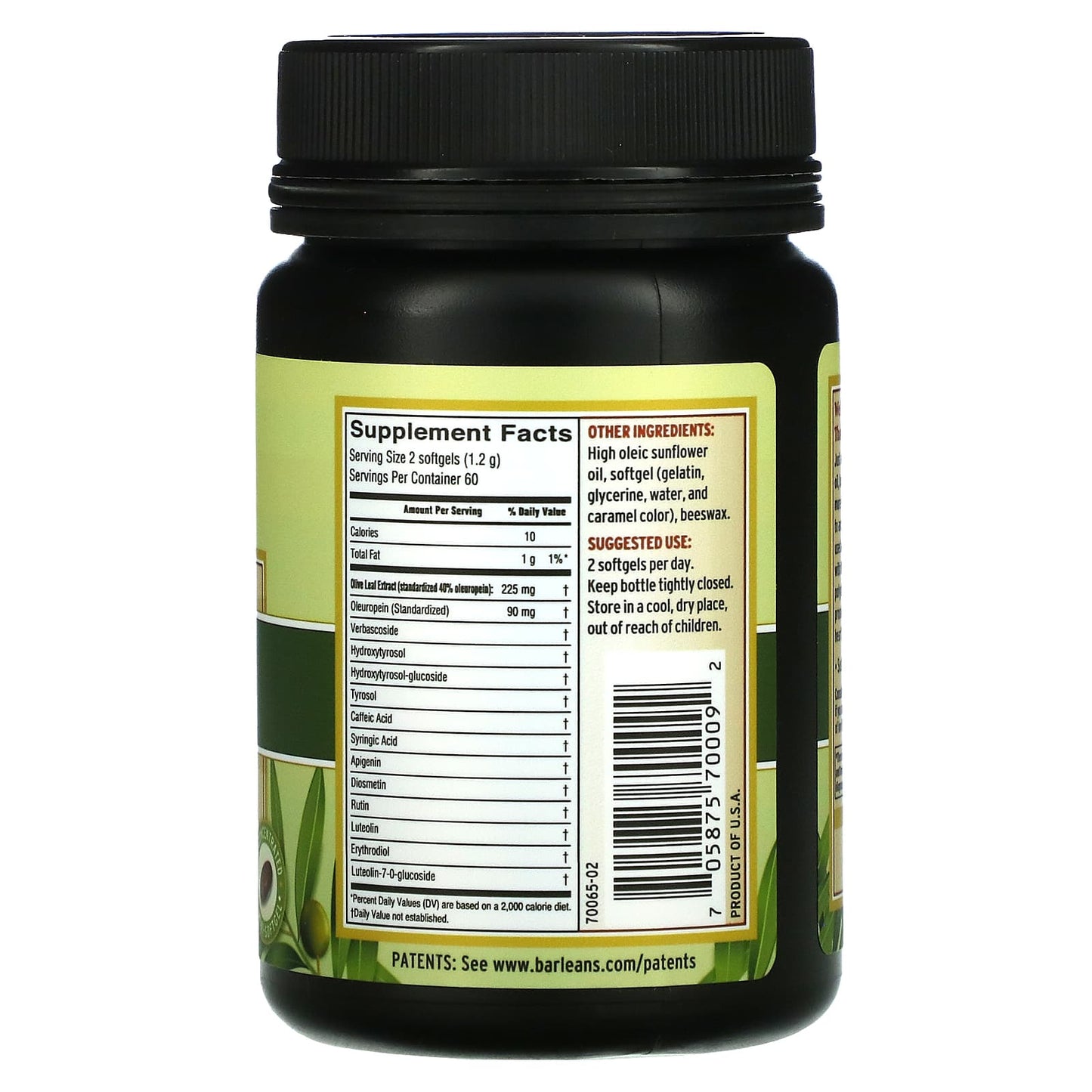 Barlean's, Olive Leaf Complex, 120 Softgels UPC 705875700092 | HiLife Vitamins