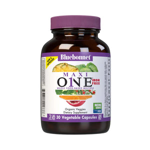 Bluebonnet, Maxi One Whole Food Based Multiple (Iron Free), 30 Vegetable Capsules - 743715001336 | Hilife Vitamins
