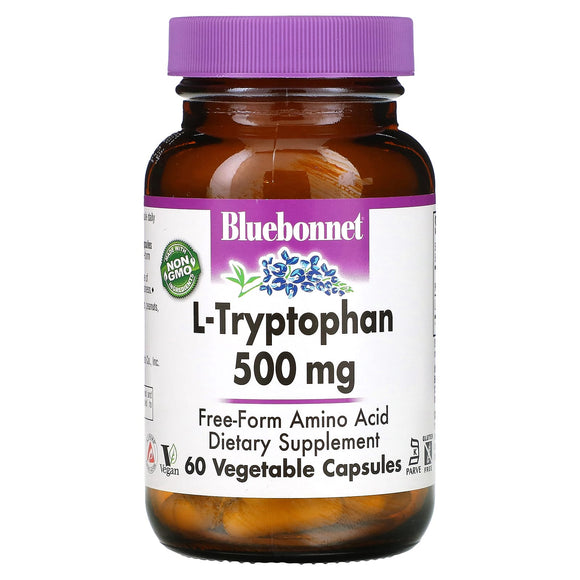 Bluebonnet, L-tryptophan 500 Mg, 60 Vegetarian Capsules - 743715000940 | Hilife Vitamins