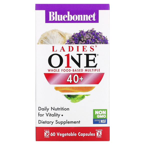 Bluebonnet, LADIES’ ONE® 40+ WHOLE FOOD-BASED MULTIPLE, 60 Vegetarian Capsules - 743715001558 | Hilife Vitamins