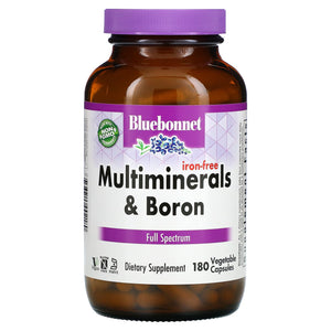Bluebonnet, Multi Minerals Plus Boron Iron Free, 180 Vegetarian Capsules - 743715002180 | Hilife Vitamins