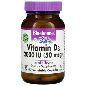 Bluebonnet, VITAMIN D3 2000 IU, 90 Capsules - 743715003149 | Hilife Vitamins