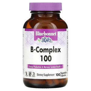 Bluebonnet, B-Complex 100, 100 Vegetable Capsules - 743715004184 | Hilife Vitamins