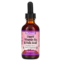 Bluebonnet, Liquid Vitamin B-12 & Folic Acid Raspberry Flavor, 2 oz - 743715004337 | Hilife Vitamins