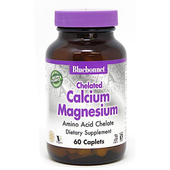 Bluebonnet, Albion Chelated Calcium Magnesium, 60 Caplets - 743715006607 | Hilife Vitamins
