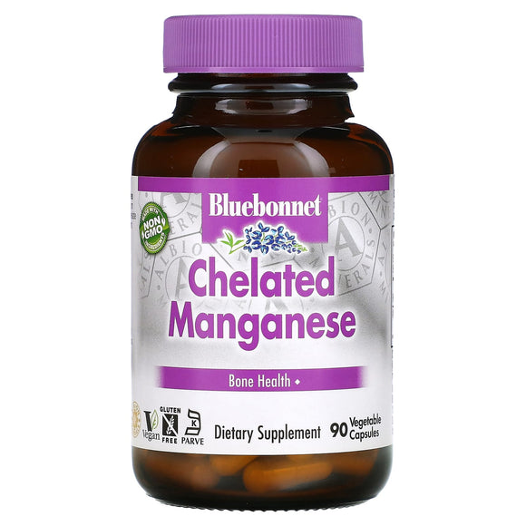 Bluebonnet, Albion Chelated Manganese 10 mg, 90 Vegetarian Capsules - 743715006744 | Hilife Vitamins