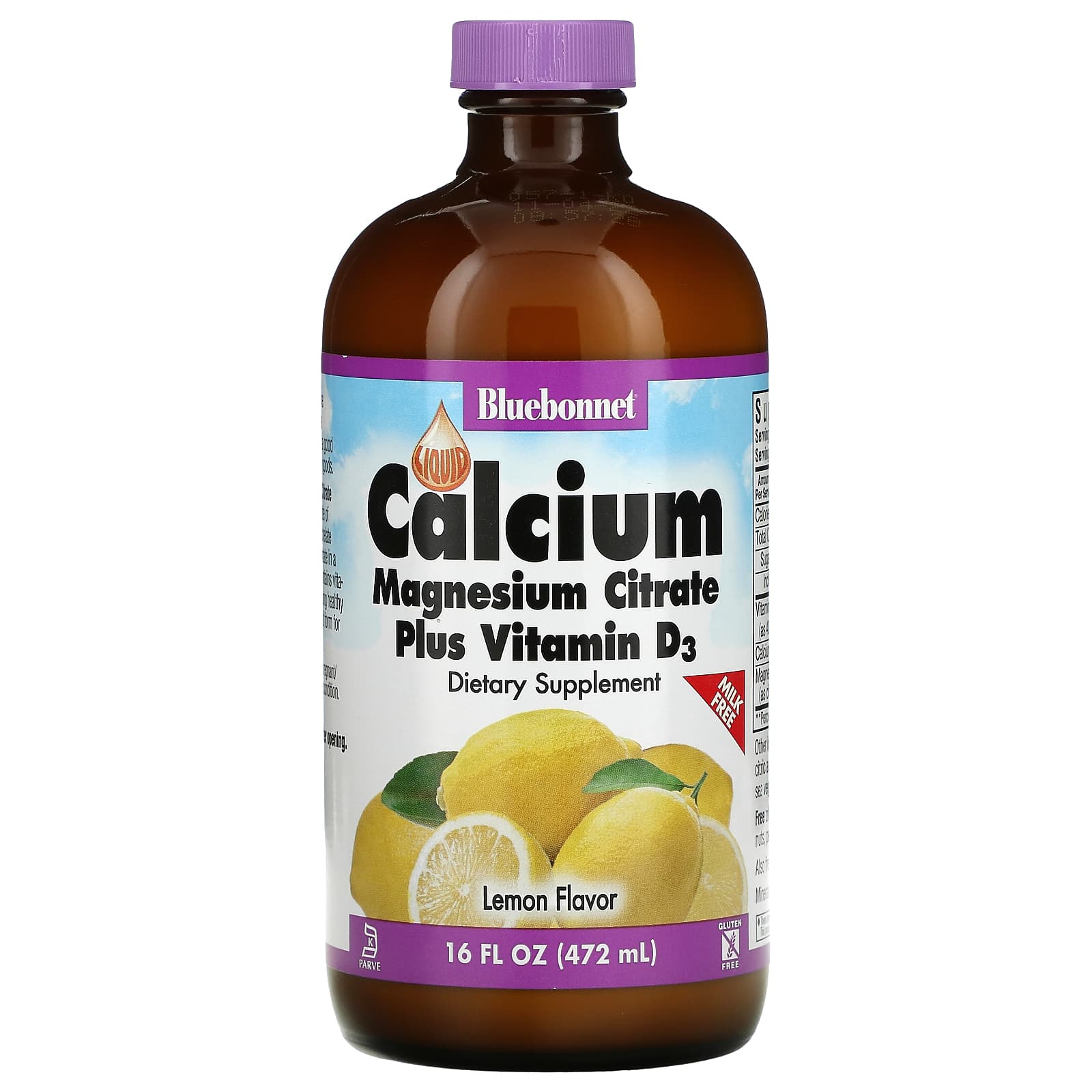 Bluebonnet, Liquid Calcium Magnesium Citrate Lemon, 16 Oz - 743715006881 | Hilife Vitamins