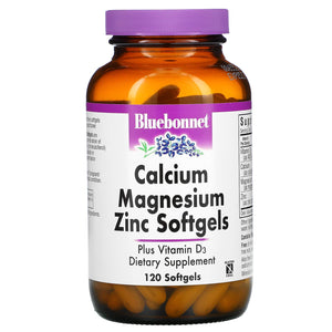 Bluebonnet, Calcium Magnesium Zinc, 120 Softgels - 743715007017 | Hilife Vitamins