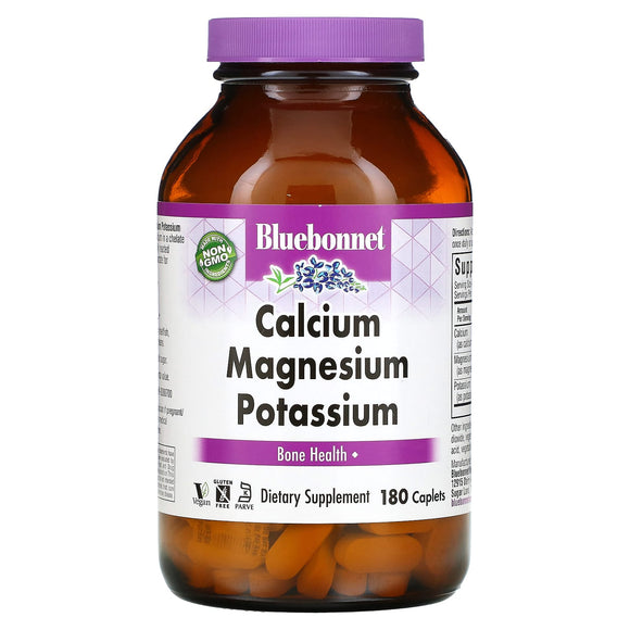 Bluebonnet, Calcium Magnesium Plus Potassium, 180 Caplets - 743715007116 | Hilife Vitamins
