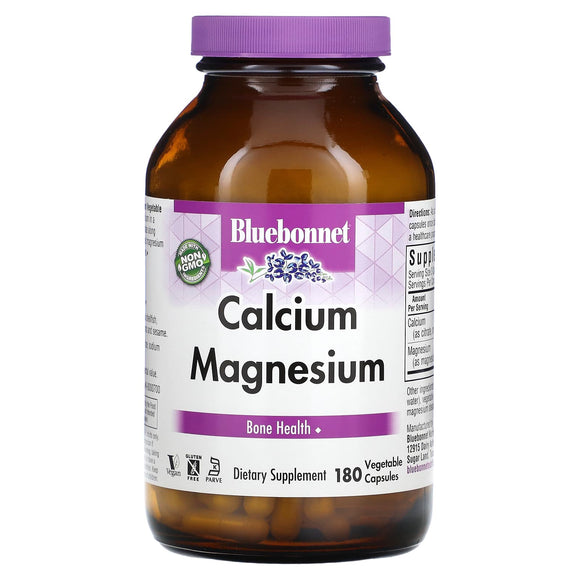 Bluebonnet, Calcium Citrate Plus Magnesium, 180 Vegetable Capsules - 743715007147 | Hilife Vitamins