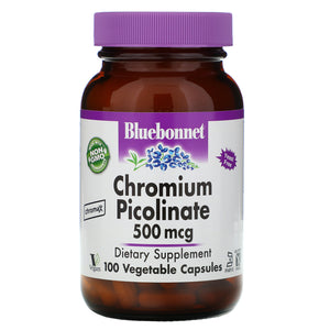Bluebonnet, Chromium Picollinate 500 Mcg, 100 Vegetarian Capsules - 743715007253 | Hilife Vitamins