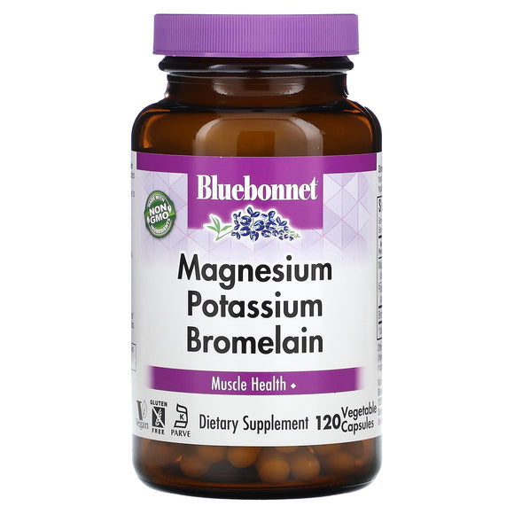 Bluebonnet, Magnesium Potassium Plus Bromelain, 120 Vegetarian Capsules - 743715007338 | Hilife Vitamins